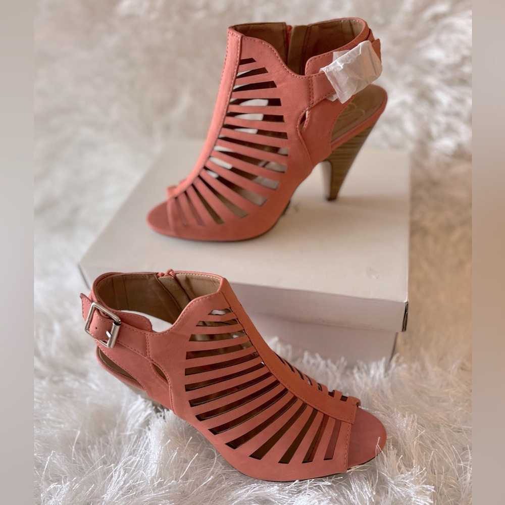 Women's Coral Peep-Toe Heeled Sandals
